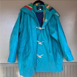 Orvis Vintage Toggle Closure Lined  Raincoat with Hood Medium